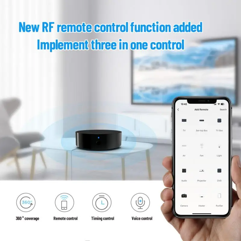 

Пульт дистанционного управления Tuya WiFi IR, универсальный инфракрасный для умного дома, для кондиционера, телевизора, DVD, работает с Alexa/Home/Яндекс