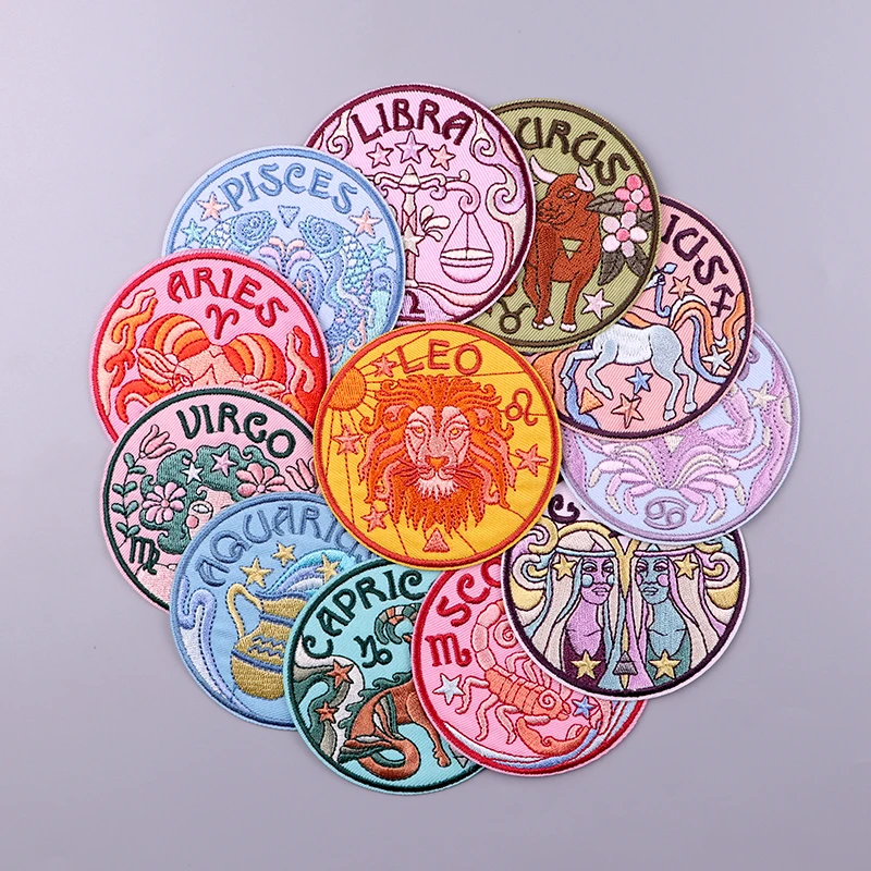 

Twelve Constellations Patch Iron On Patches For Clothing Leo Aries Embroidered Patches For Clothes Embroidery Patch With Letters