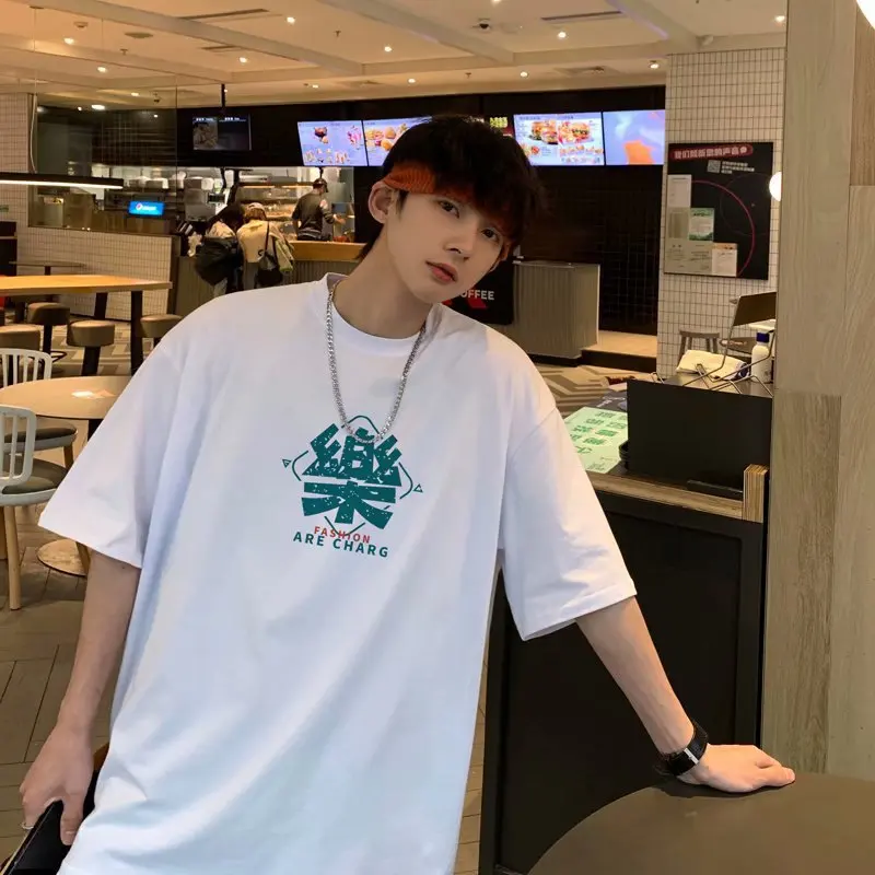 

Мужской Топ 2022, Мужская футболка с текстовым принтом и короткими рукавами, универсальная летняя повседневная свободная футболка для пар