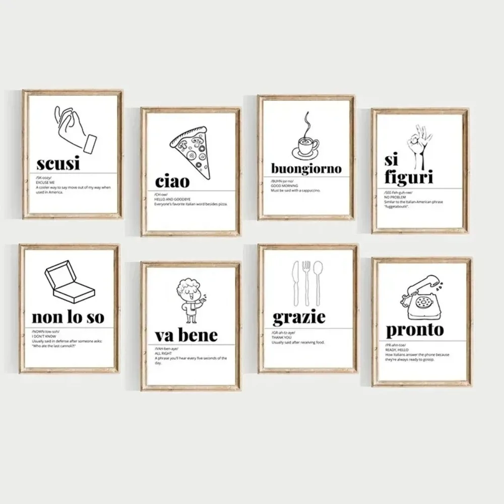 Постеры и принты на холсте с изображением итальянских слов картина стену для