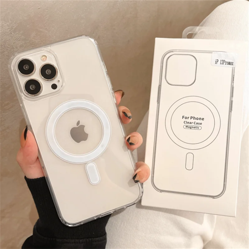 

Original Clear For Magsafe Magnetic Wireless Charging Animation Case For iPhone 14 13 12 11 Plus Mini Pro Max X XS XR 7 8 Cover