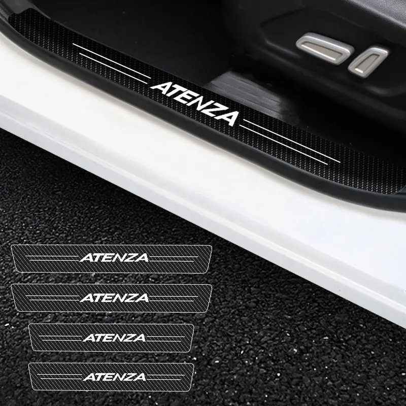 

4X.Car Door Stickers Car Threshold Door Entry Pedal Guards For Mazda Atenza Logo Scuff Plate Carbon Fiber Sill Protector