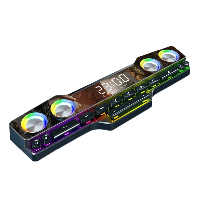 

Rgb Bluetooth Speaker Subwoofer Aux Home Clock Indoor Speaker Suitable For Mobile Phone Pc Monitor