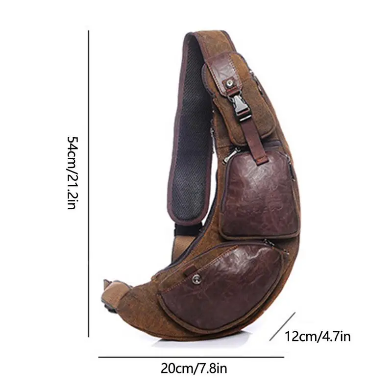 Sling Bag For Men Canvas Vintage Mens Canvas Sling Bag Crossbody Single Strap Backpack Durable Chest Bag For Outdoor Activities