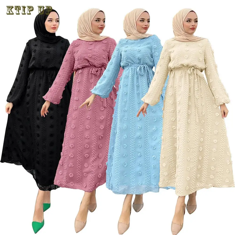 

Saudi Muslim Dress jacquard weave Abaya Flare Sleeve Islam Clothing Abayas for Women Dubai Kaftan Muslim Dresses Robe Jilbab