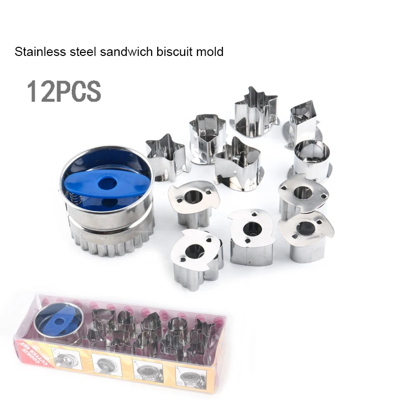 

12pcs/set Sandwich Biscuit Mold Stainless Steel Cookies Cutter DIY Cake Oval Square Rectangle Fancy Cookie Mould Kitchen Gadgets