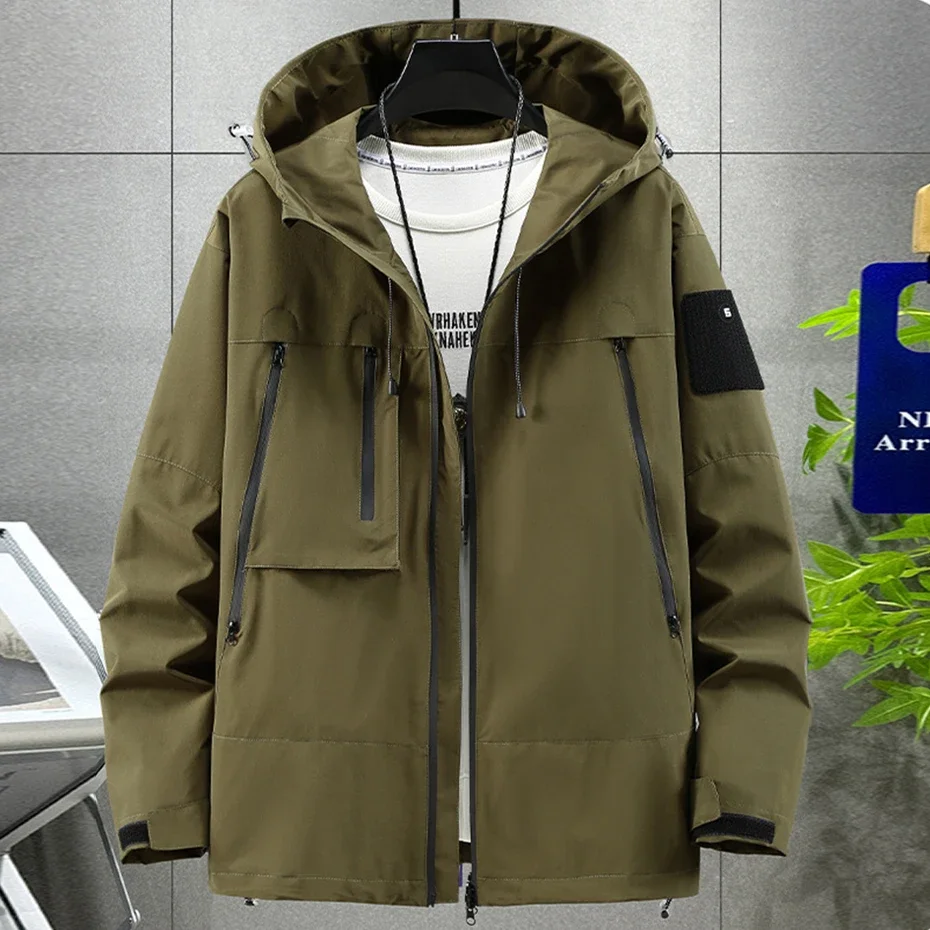 Мужская водонепроницаемая ветровка в стиле карго размеры до 10XL