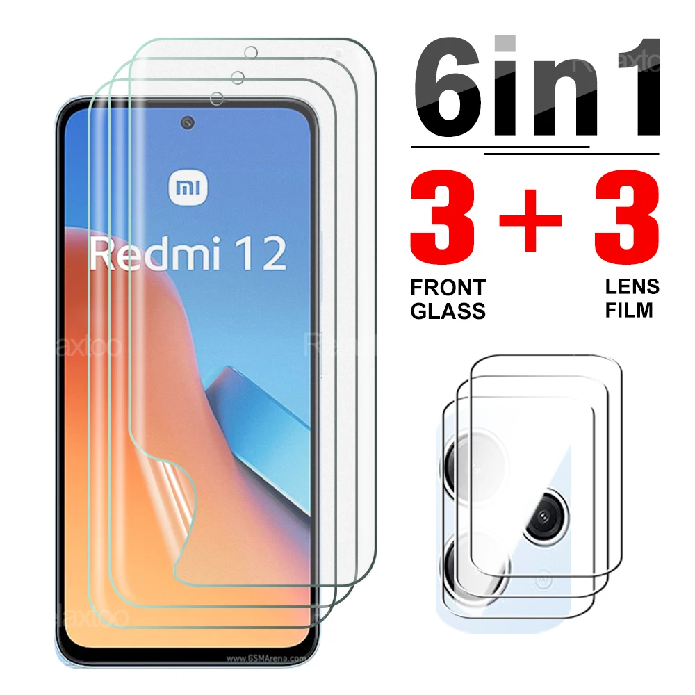 Гидрогелевая пленка 6 в 1 для Xiaomi Redmi 12 4G 12C 11A 4G 10 5G 10C, защитная пленка для объектива камеры, мягкая защита экрана