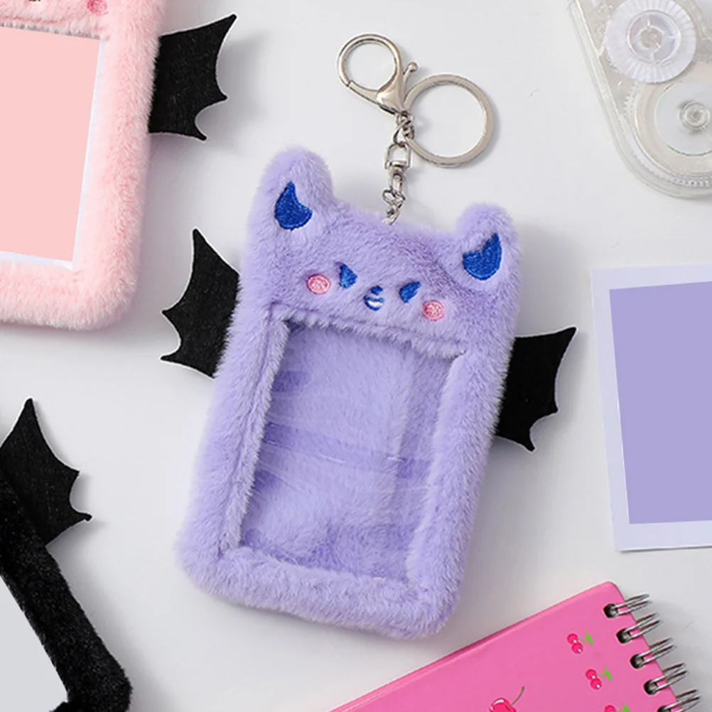Plush Card Holder Office Id Holders Sleeves Replace Clip Credit Alloy Keychain Cover Badge
