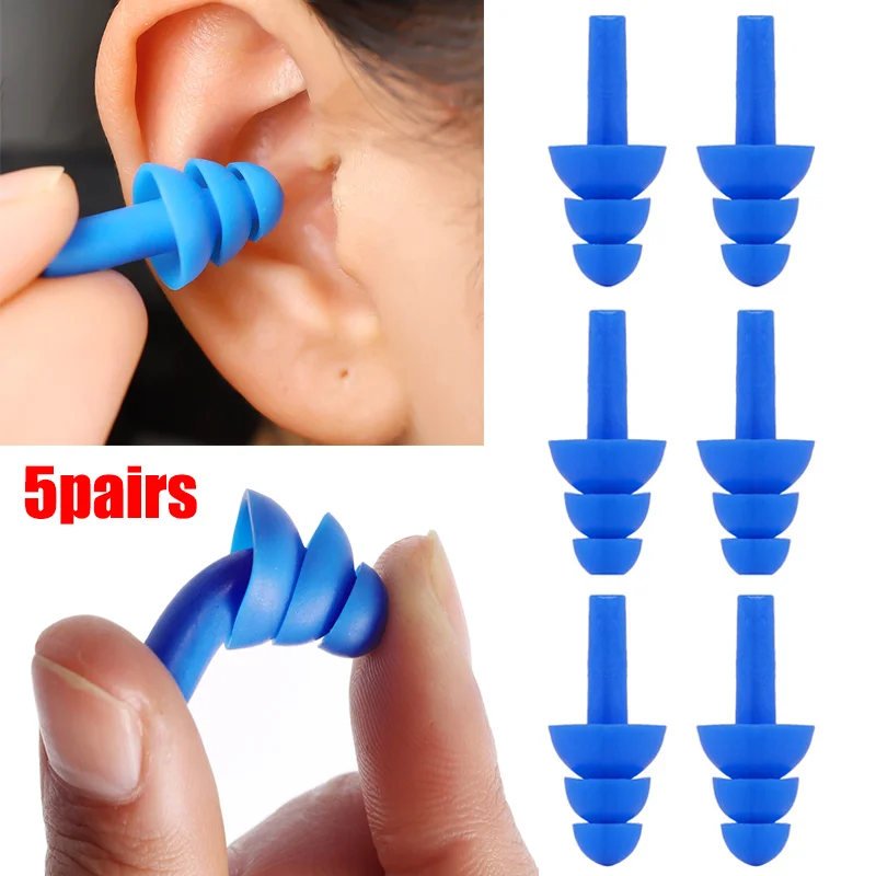 

5pairs Soft Silicone Earplugs Reusable Noise Cancelling Earplugs Hearing Protection Ear Plus Concerts Sleep Swimming Accessories