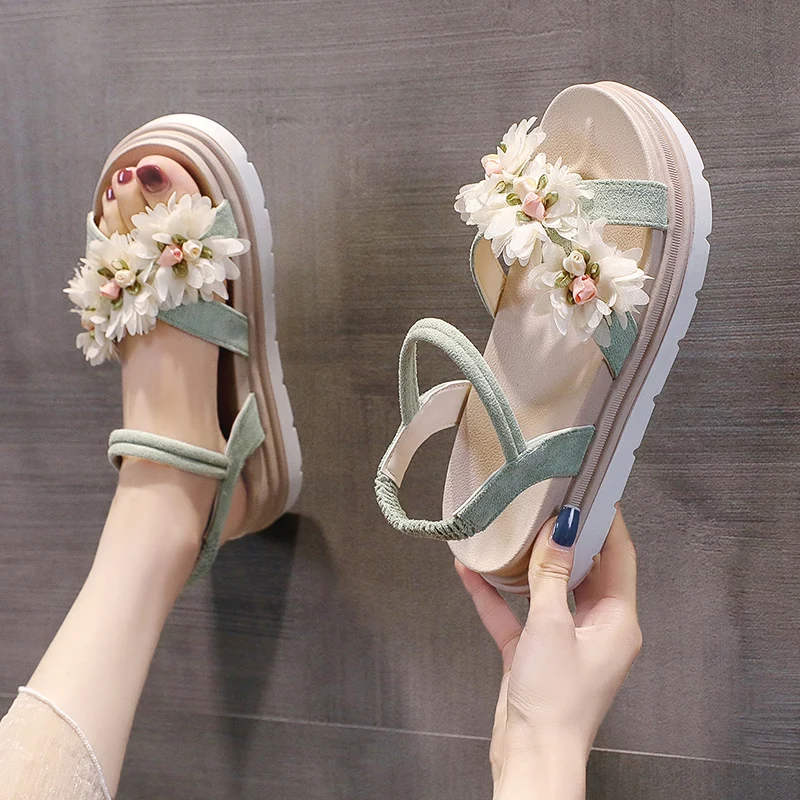 

Шлепанцы женские с цветочным принтом, мягкие сандалии на платформе, резиновая Базовая модная обувь, Повседневные тапочки, 2022