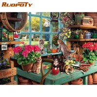 ruopoty full square round drill diamond embroidery frame for adults diamond mosaic forest animals cross stitch diy wall decor