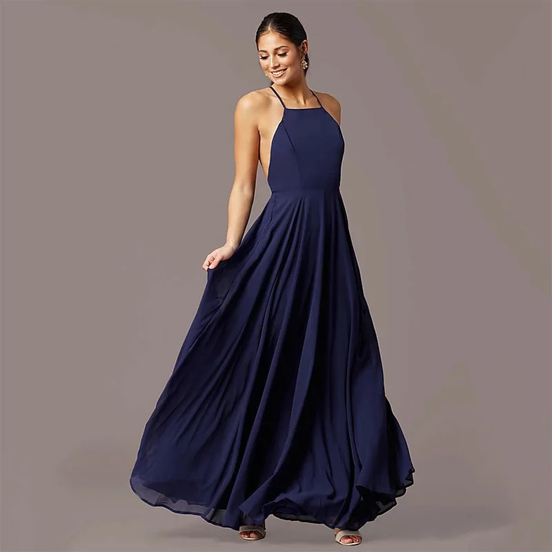

Open Back Square Neck Sleeveless Women's Party Evening Dress And Floor Skirt Sexy Elegant Fashion Retro A-line Vestidos De Noche