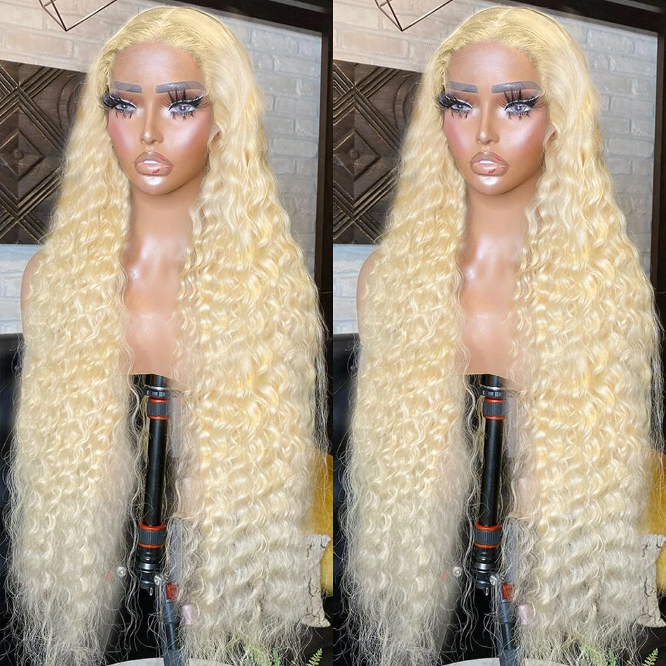 

613 Honey Blonde 13x4 Lace Frontal Wig Transparent Deep Loose Wave Pre Plucked 13x6 Water Curly Colored Women Human Hair