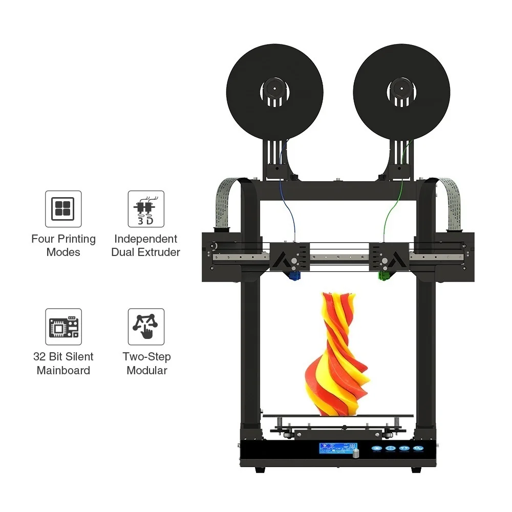 

Upgraded Pro 3D Printer IDEX Dual Independent Extruder Direct Drive 32 bit Motherboard Linear Rail Dual Z-axis