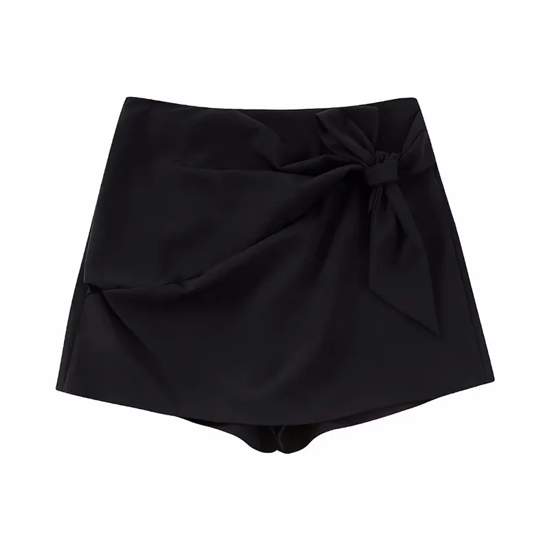 

Autumn And Winter New Fashion Women 2022 High Waist Bow Waist Skinny Zipper Casual Short Skirt Pants 221372