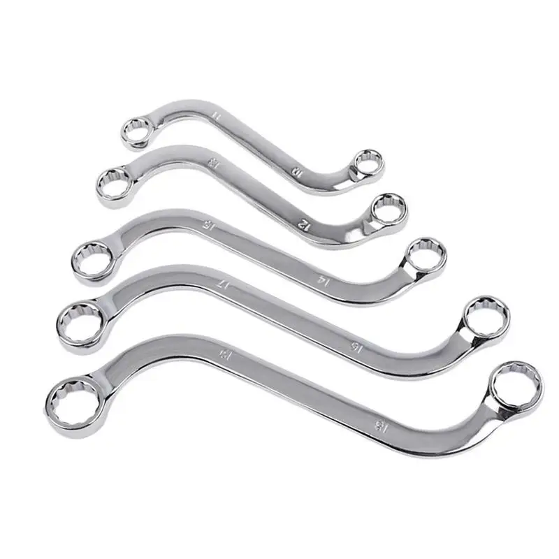 

S Type Double Ring Spanner 5 Pieces Metric S-Style Wrench Set Rust Resistance Mirror Polished Spanner Set Wrench Set For