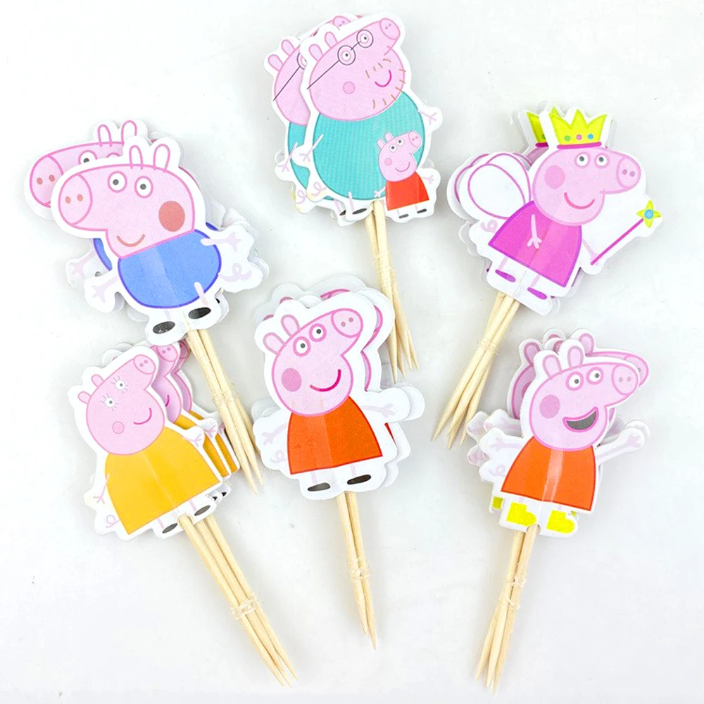 24 шт./лот украшения для торта топпер тема Свинка Пеппа детские товары дня