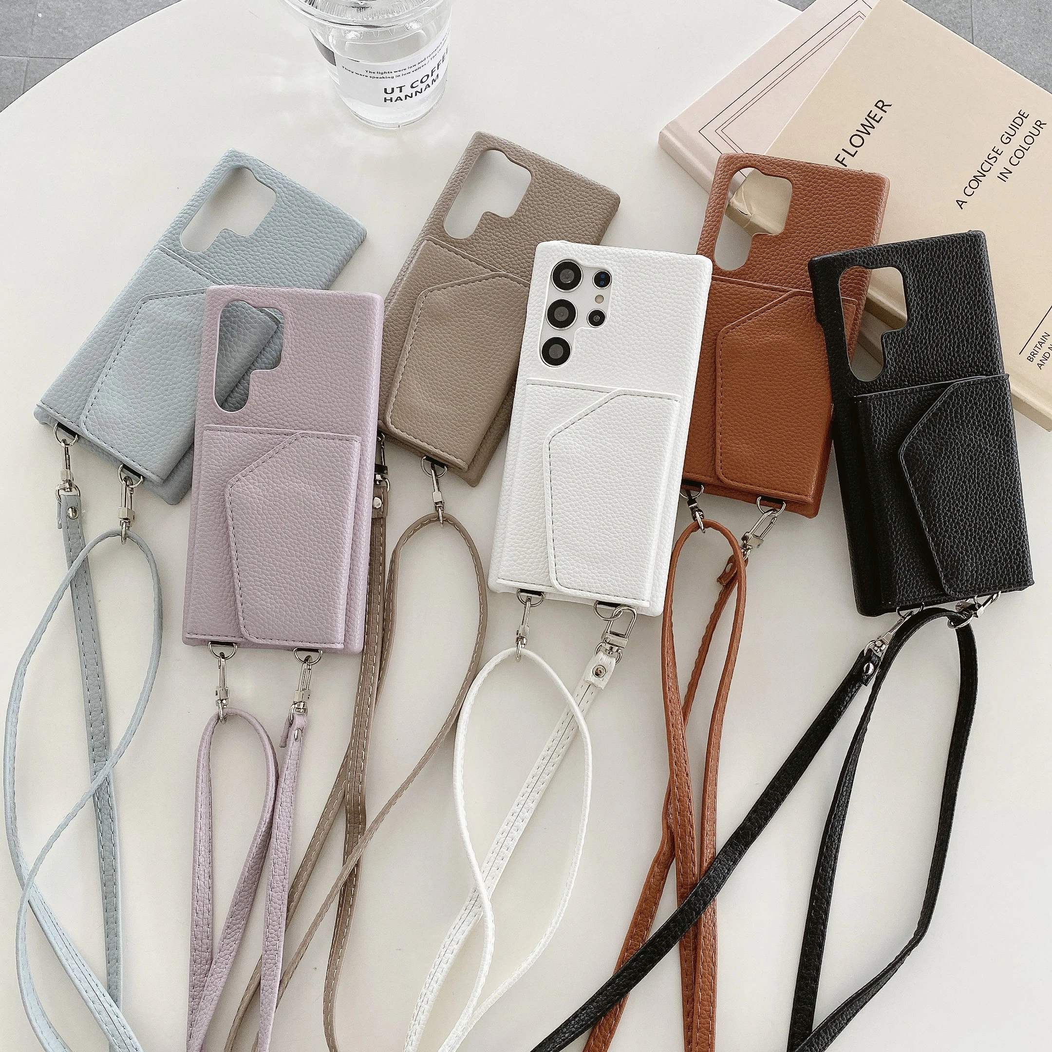 For Samsung S23 S23P S23U S22 S22P S22U S21P S21P S21U S21U S20 Built-in Make-up Mirror Flip Wallet Card Holder Cable Phone case