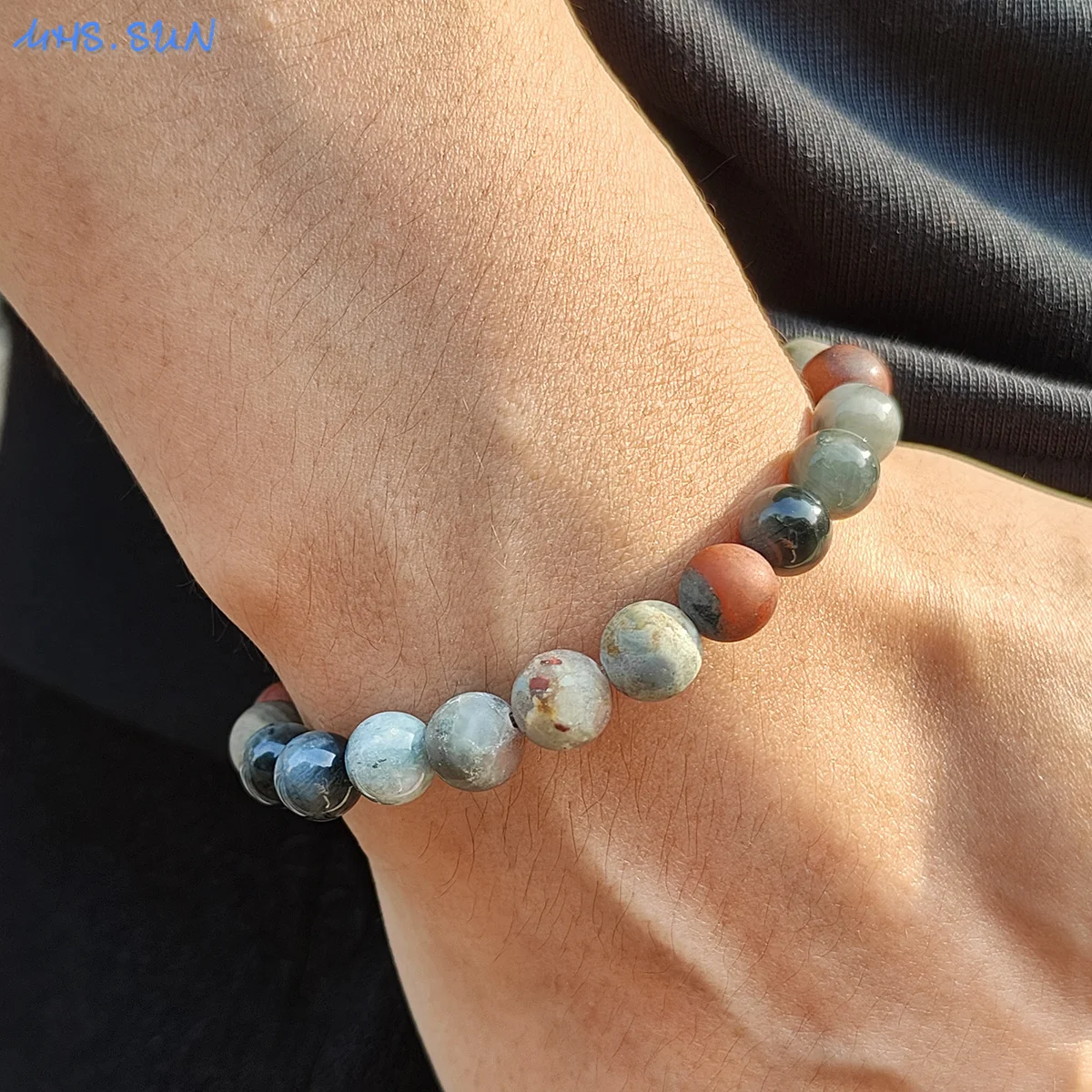 MHS. Солнцезащитный матовый Африканский камень в форме крови 8 мм браслеты из бусин