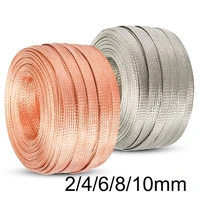 10meters 246810mm flat tinned copper braid wire sleeve screening tubular cable diy