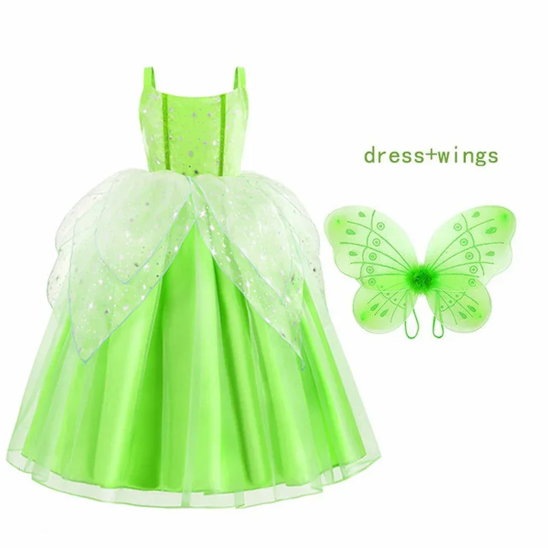 Детский костюм принцессы Tinkerbell с крыльями для Хэллоуина