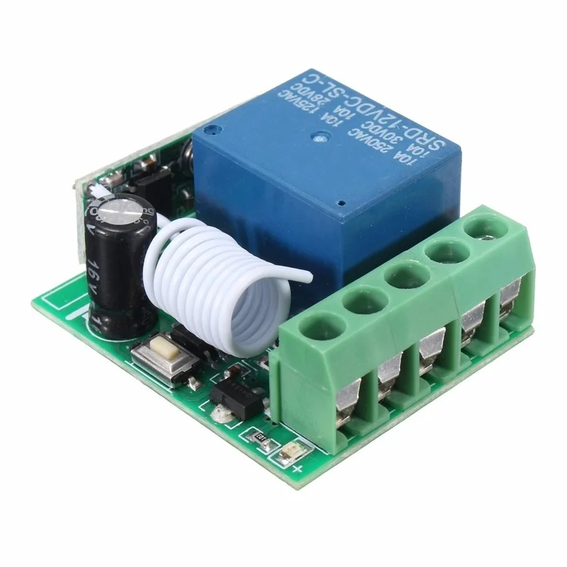 

433MHz 315MHz Wireless Relay Switch Module DC 12V 1 Channel RF Remote Control Switch Heterodyne Receiver Module