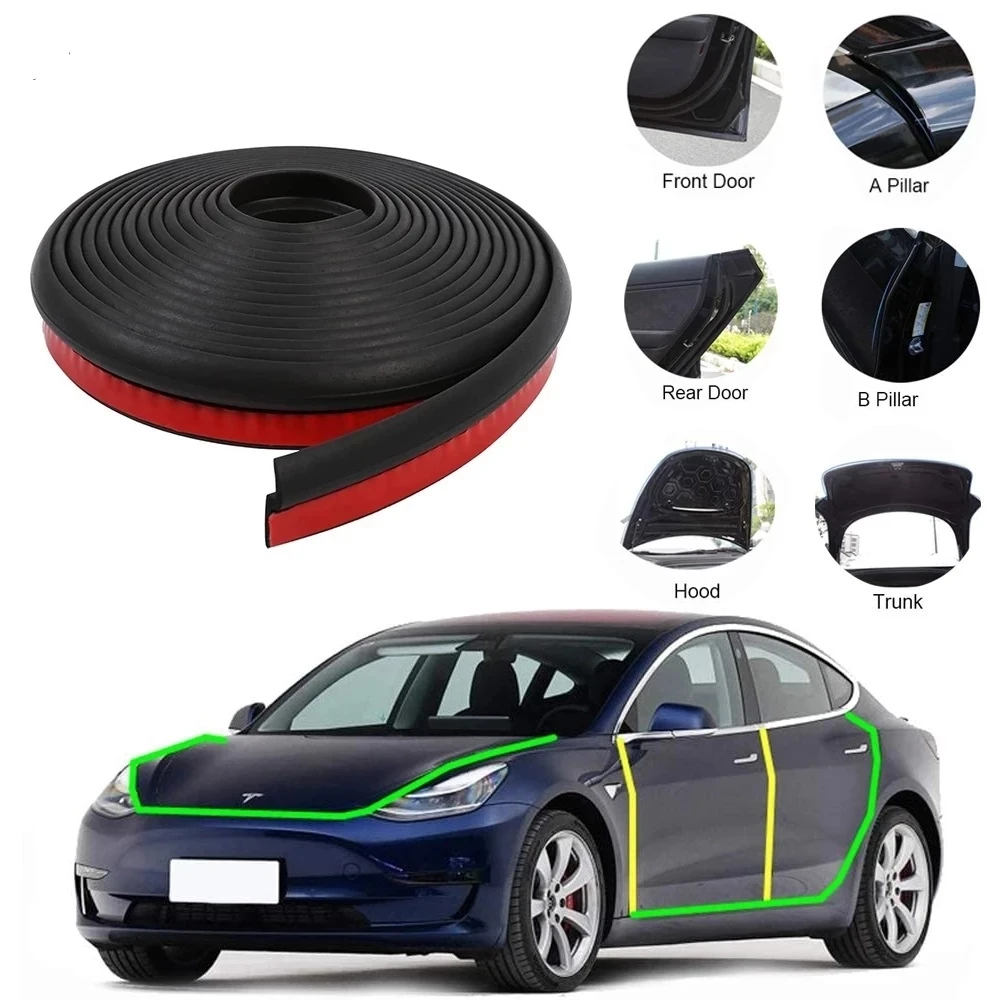 

Автомобильные аксессуары для Tesla Model 3, комплект уплотнений для дверей, звукоизоляционная резиновая уплотнительная полоса, комплект шумопод...