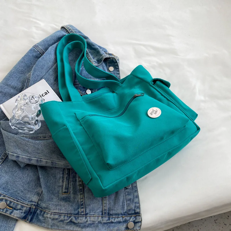 2023 new Women's Retro Large Size Bags Cotton Canvas Shoulder Bag Fashion Crossbody Handbag Zipper Casual Tote Multi Pocket