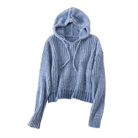 womens autumn 2020 best selling high quality fashion solid color knit loose hooded womens jackets outdoor casual jackets
