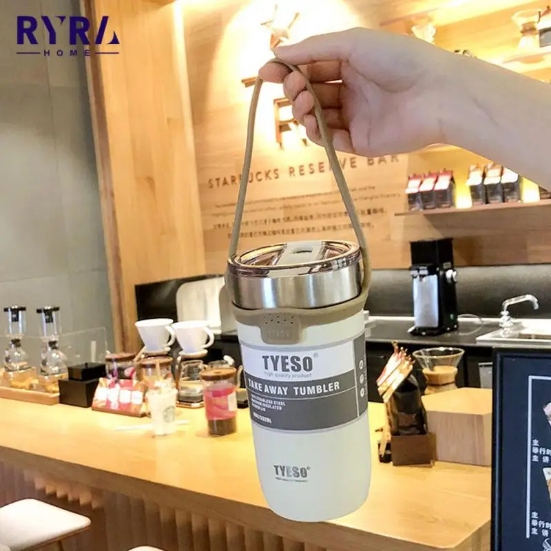 

Stainless Steel Coffee Thermos Mug Silicone Portable Straw Bottle Car Vacuum Flask Travel Insulated Double Bottle Mugs Bottles