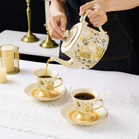 european style ceramic kettle coffee cup and saucer set retro tea cup water bottle coffee mug household teacup teapot drinkware