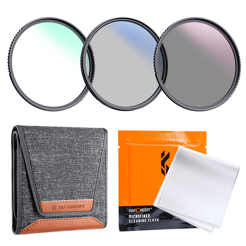 

K&F CONCEPT Filter Kit Netural Density ND4 UV CPL filter Camera Lens Bundle Cleaning Pen and Filter Pouch 58mm 62mm 67mm