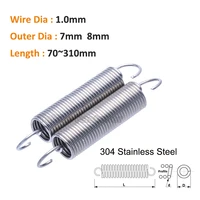 26pcs wire dia 1mm 304 stainless steel open hook tension coil extension stretching return spring od 7mm 8mm length 70mm310mm