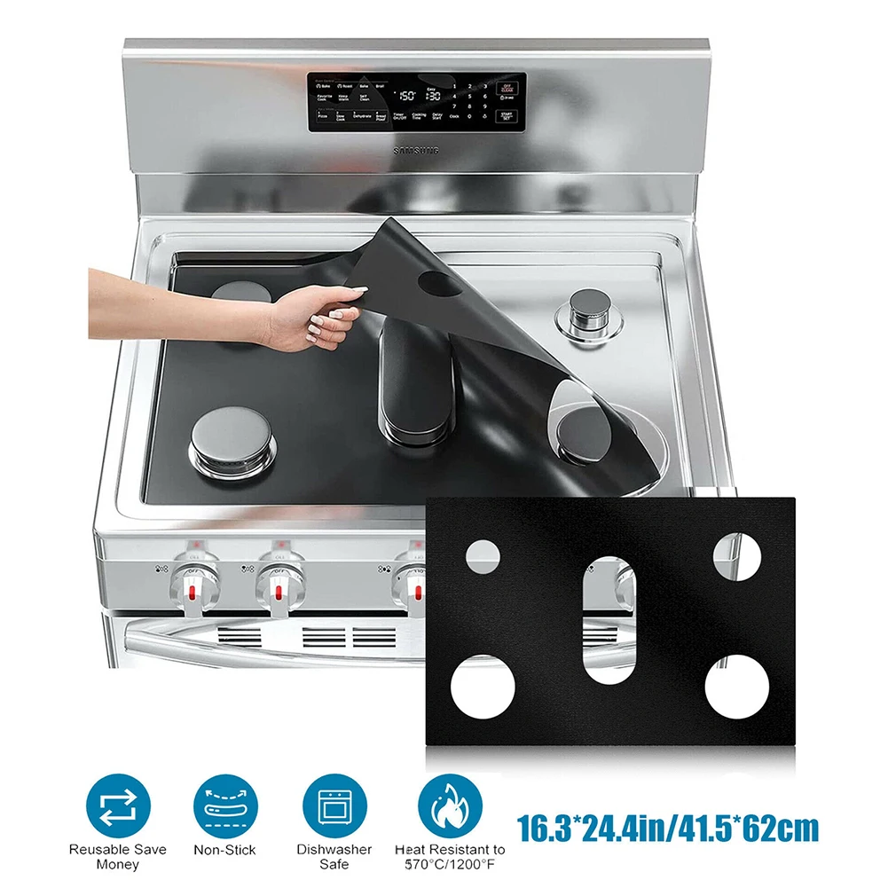 

0.2mm Thickness Gas Stove Protectors Cover Liner 5 Holes Anti-Oil Gas Range Stovetop Burner Cooker Protective Covers Mat Pad