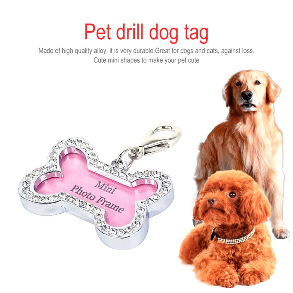 

Loss-proof ID Tag Name Address Pendant DIY Rhinestone Dog Puppy Anti-Lost Mini Cute Pets Card Collar Supplies for Pets