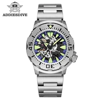 addiesdive official mens mechanical wristwatches skeleton watch mens watches luxury waterproof hollow luminous automatic watch