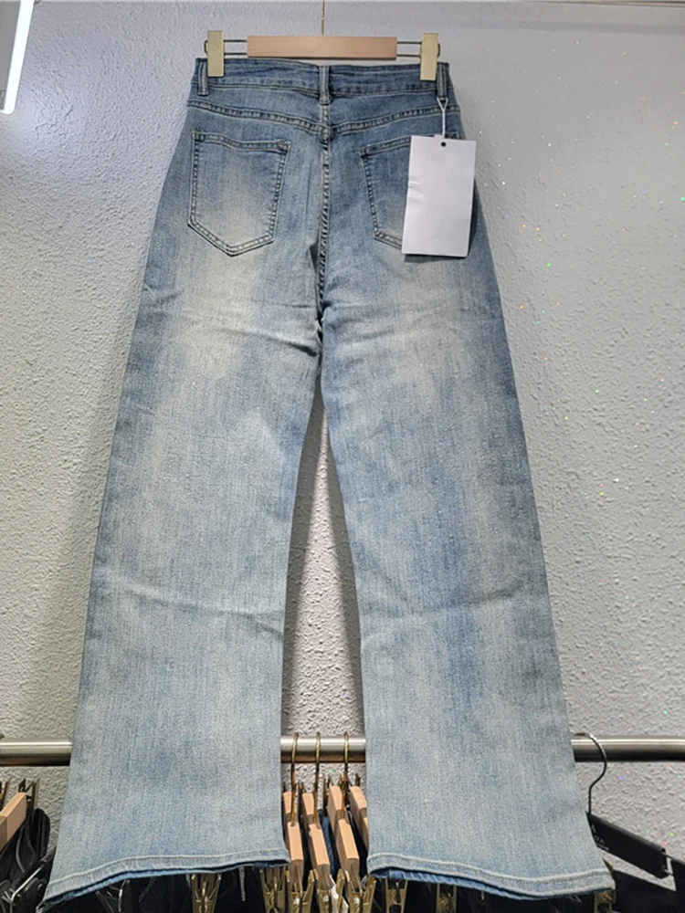 Женские джинсы с завышенной талией DEAT свободные прямые широкие брюки из денима