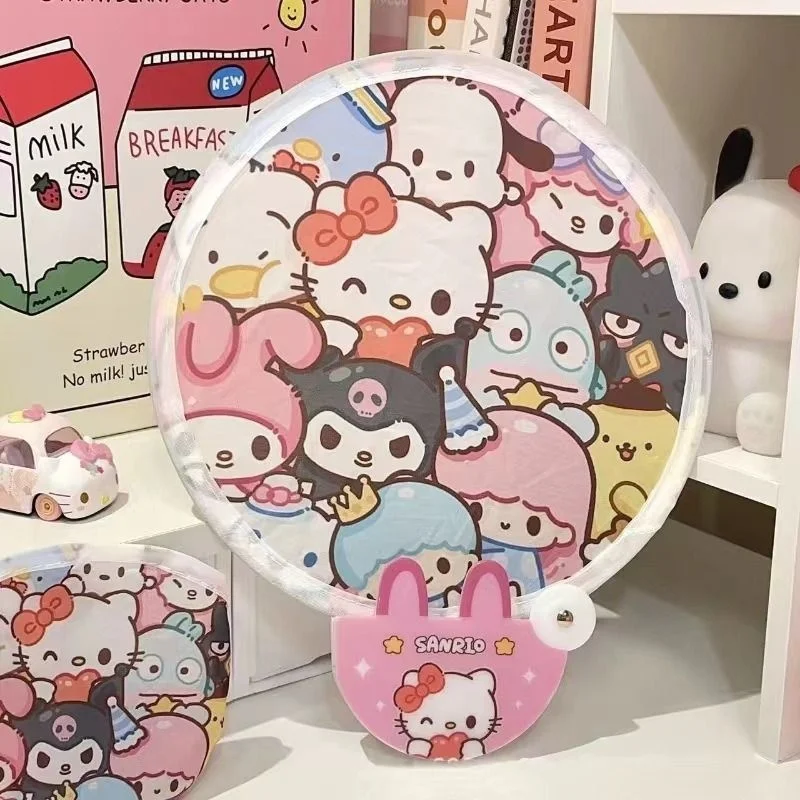 Фото Портативный складной вентилятор Kawaii Sanrio с персонажами Куроми и Май Мелоди, летний уличный вентилятор для путешествий, подарок для девочек №3