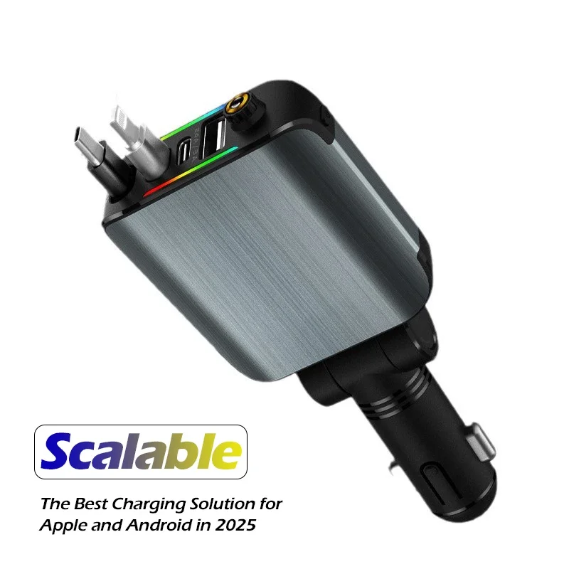 НОВОЕ выдвижное быстрое автомобильное зарядное устройство 4 в 1 с крышей Starlight