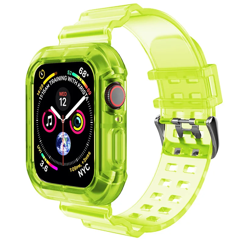 Plastic strap for Apple Watch Band 38mm 40mm 41mm 42mm 44mm 45mm 49mm  sport transparent TPU bracelet Iwatch