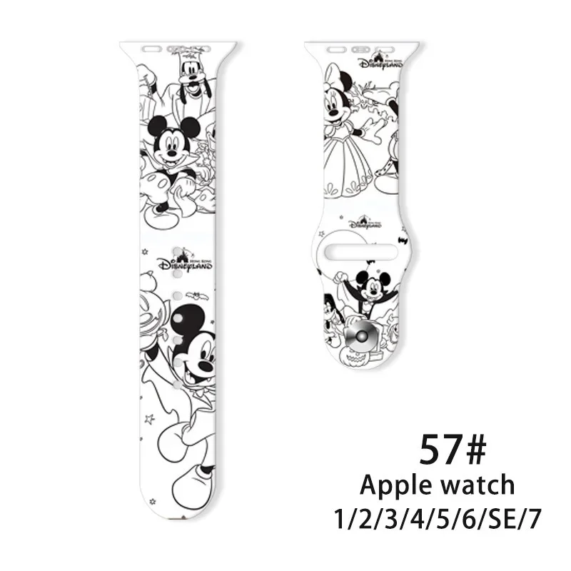 Фото Ремешок силиконовый для Apple Watch Band 42 мм 44 мм 38 мм 40 мм, Микки Маус из мультфильма Disney, милый браслет для наручных часов IWatch 3 5 6 4 7 SE №4