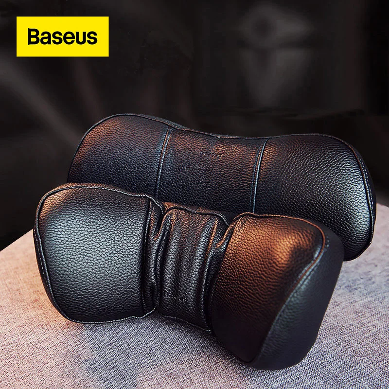 Baseus Car Neck Pillow Headrest Pillows PU Leather + Memory Cotton Auto Neck Rest Cushion Pad Travel Neck Headrest Accessories