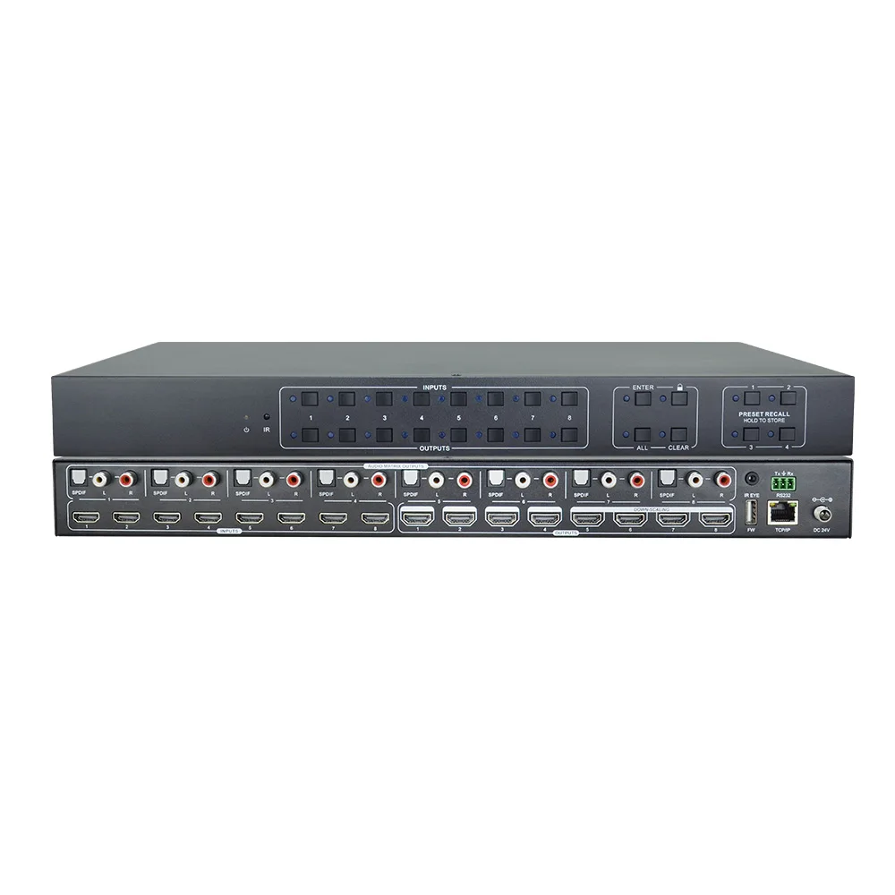 8x8 matrix switcher seamless 4k 60Hz 4:4:4 8 port audio video matrix switcher