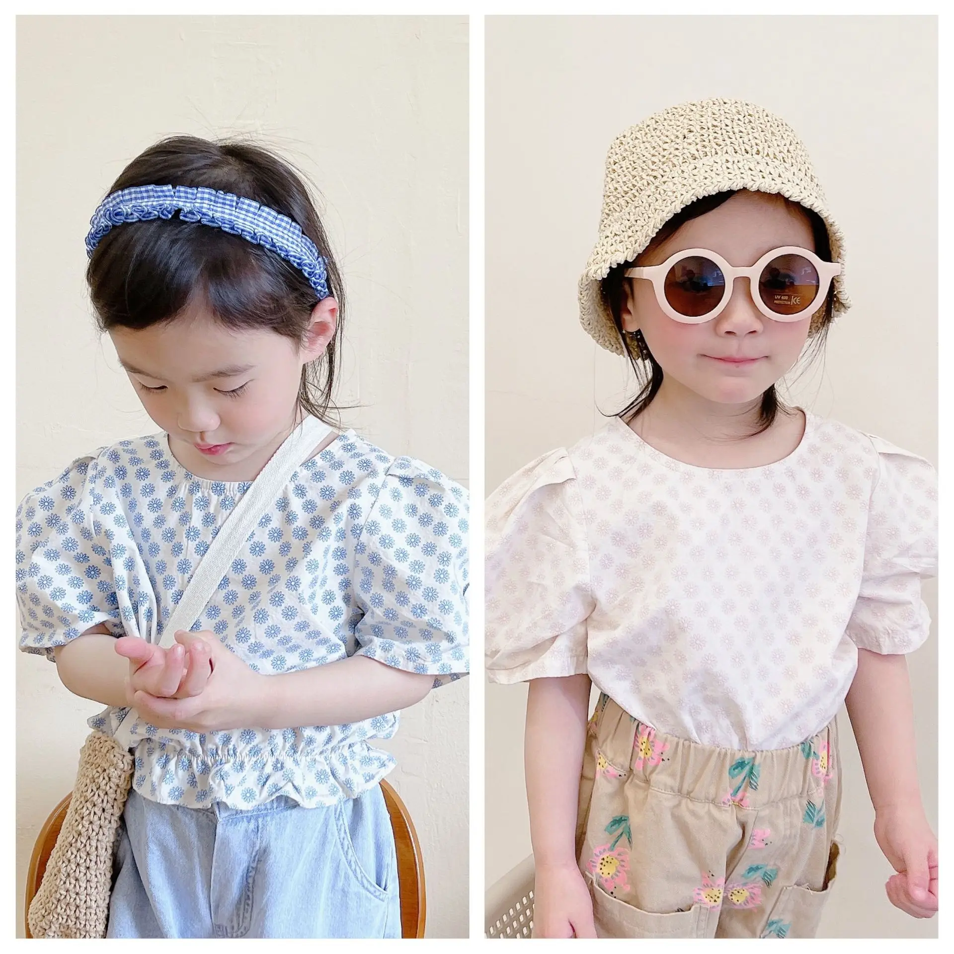 

Summer 2022 new girls summer edition of South Korea bubble sleeve short-sleeved summer shirt
