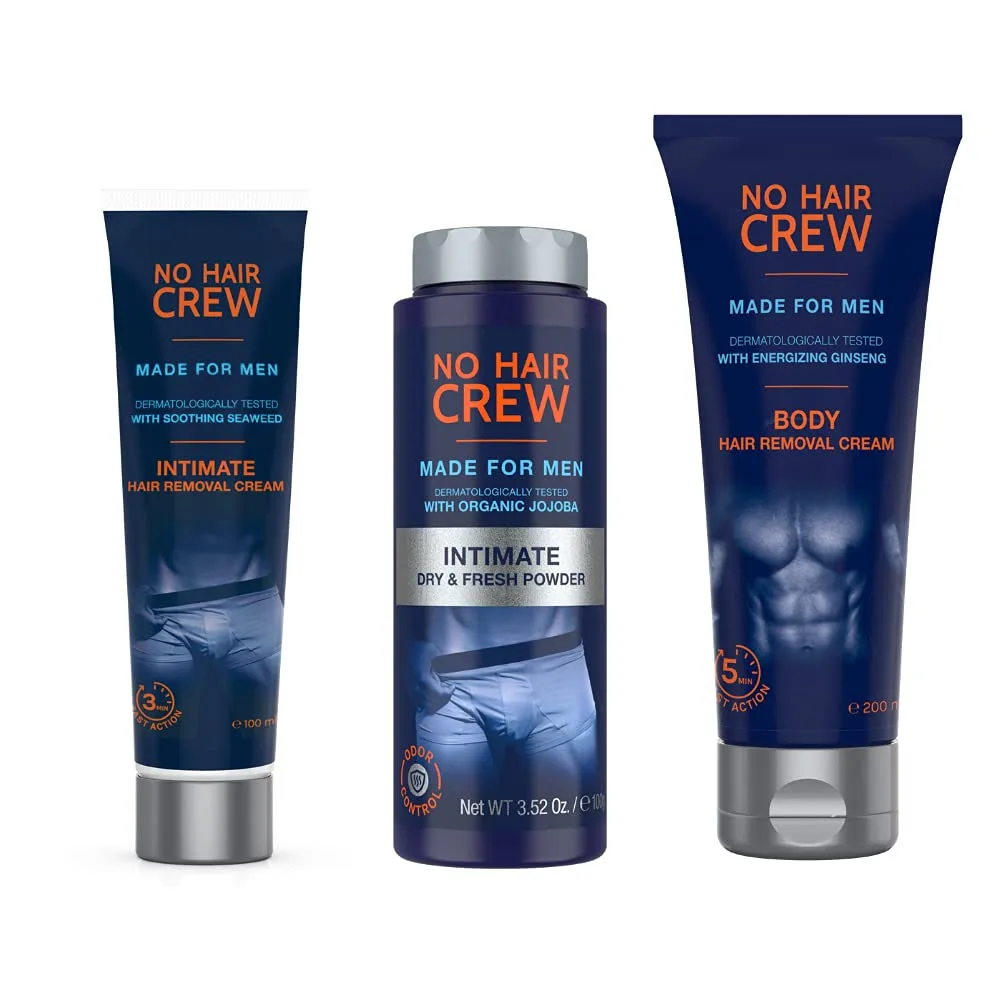 

3PCS/SET NO HAIR CREW Depilatory Cream Set For The Intimate Area Private Home Hair Removal Cream Soothing Gentle For Men