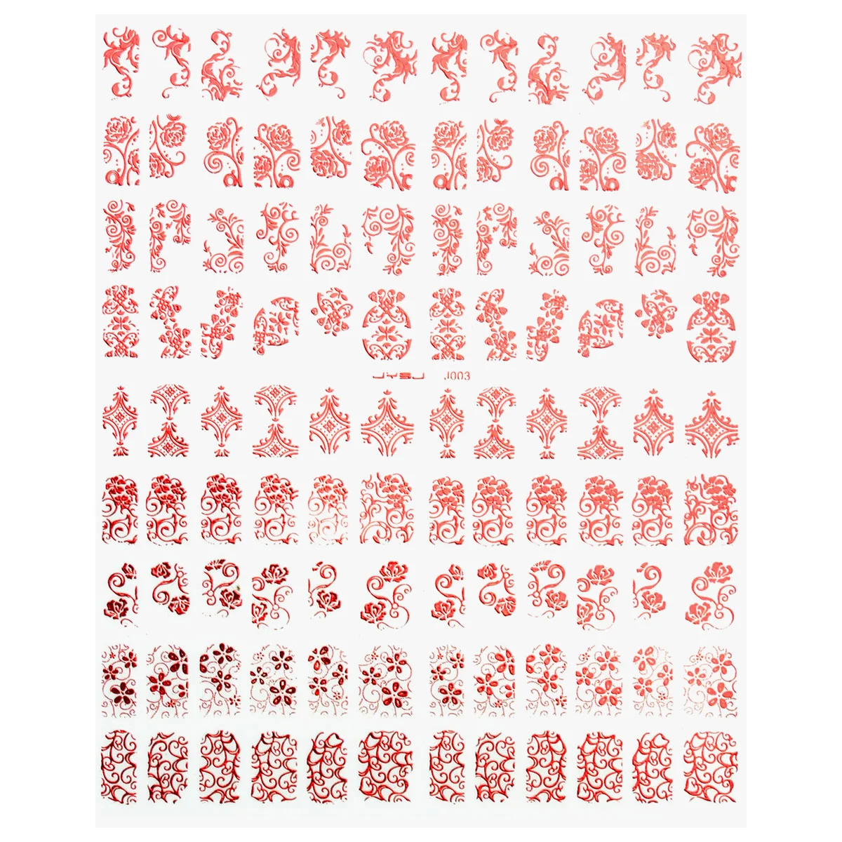 

108pcs 3D Silver Flower Nail Stickers Decals Stamping DIY Decoration Tools (Red)
