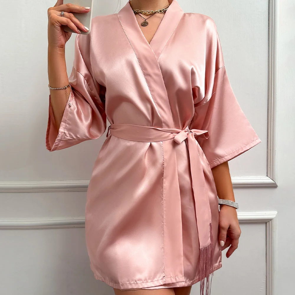 Халат женский свадебный атласный пикантная ночная рубашка для невесты подружки