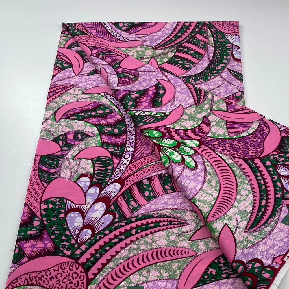 

Новый Розовый Блеск Африканский хлопок восковая ткань настоящий принт Анкара батик каштан 6 ярдов материал Grand Golden Kente материал для шитья свадьбы