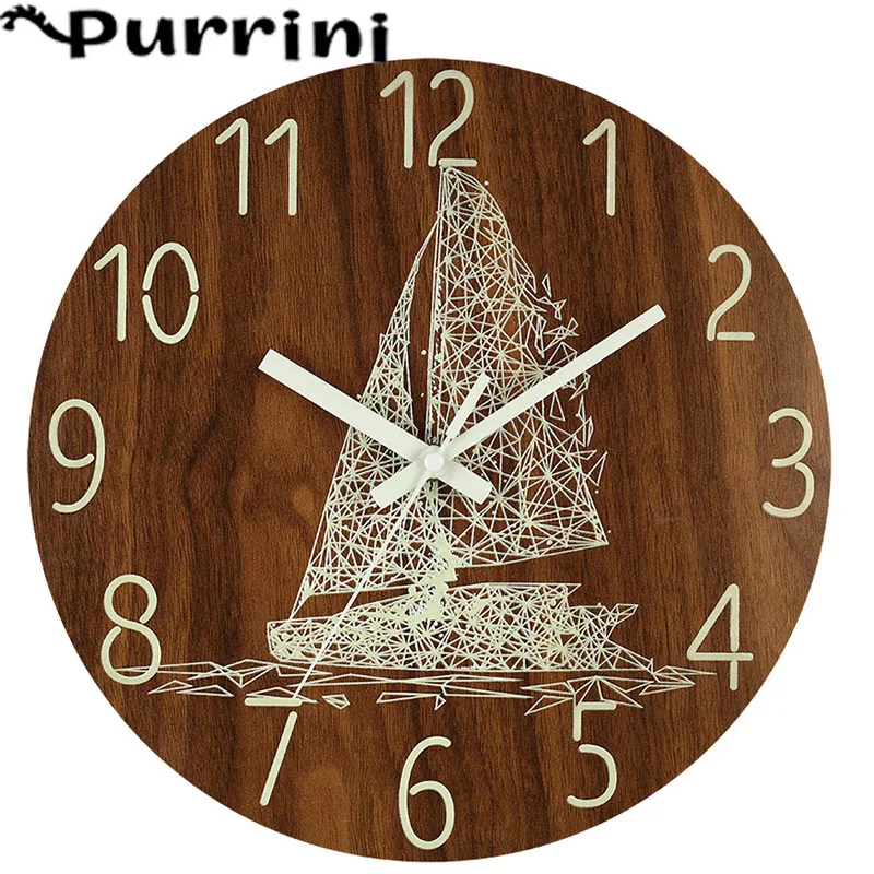 

Часы настенные деревянные Светящиеся в темноте, 12 дюймов